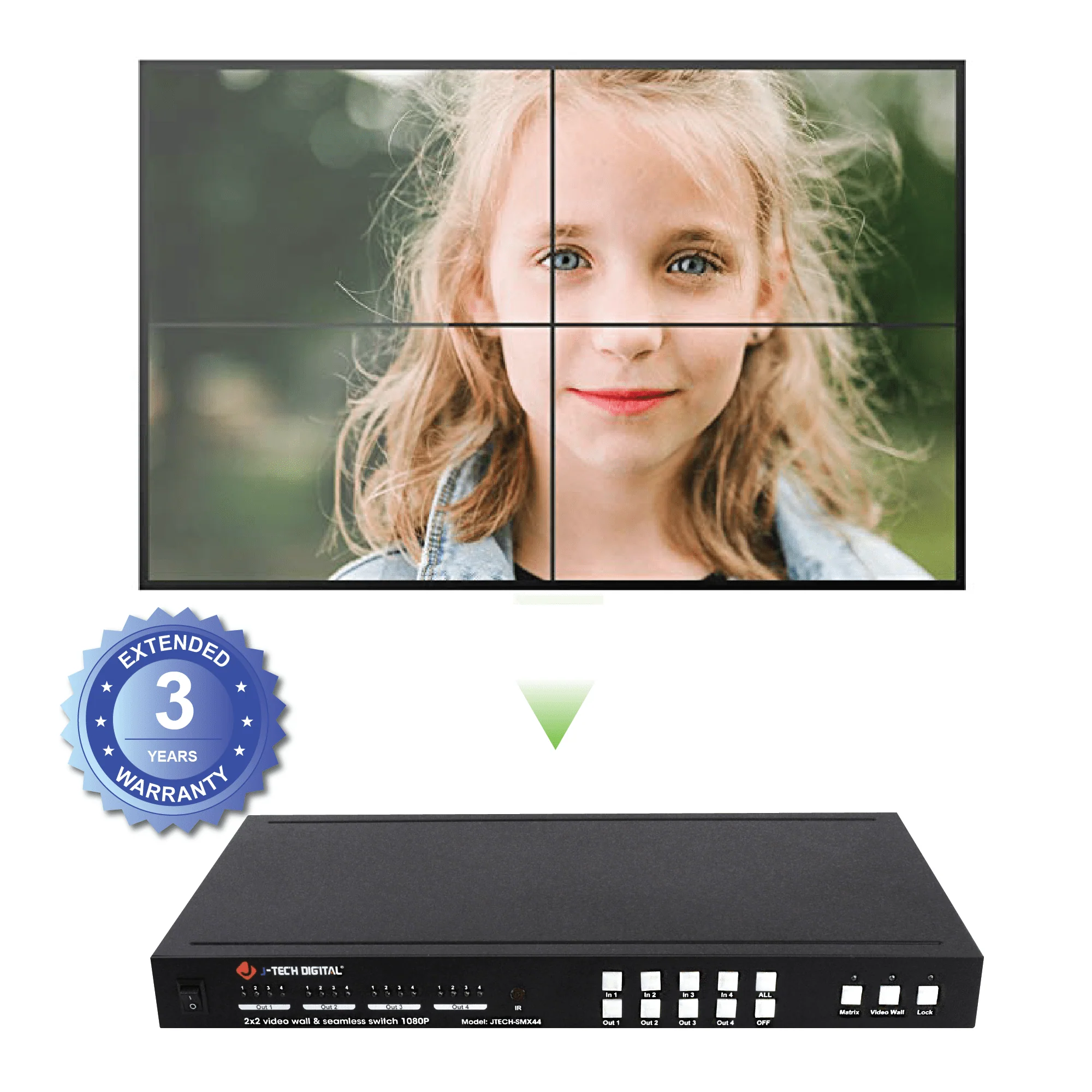 [Discontinued] 2X2 HDMI Video Wall Seamless 4×4 Matrix Switch Control4